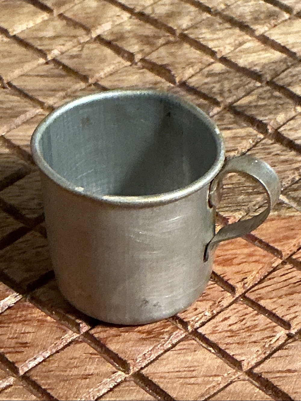 Vintage aluminum metal mini cup good for dollhouses or vintage display